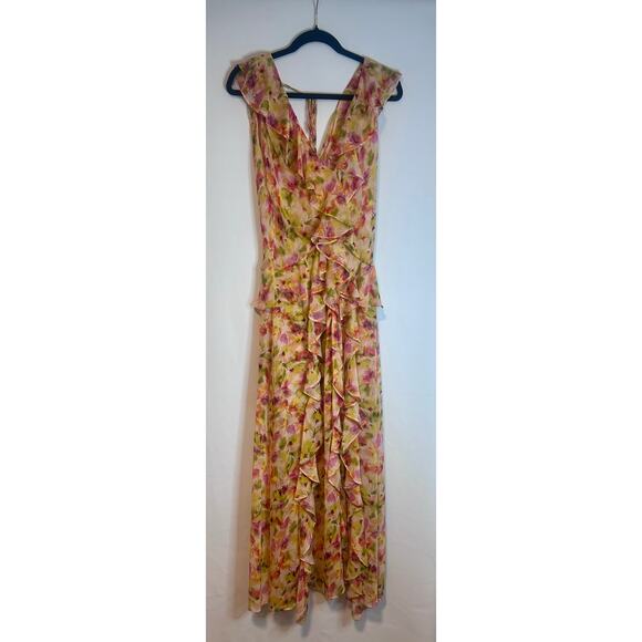 MISA Los Angeles Claudita Floral Chiffon Ruffle Dress. Size Large. NWT - Picture 1 of 7